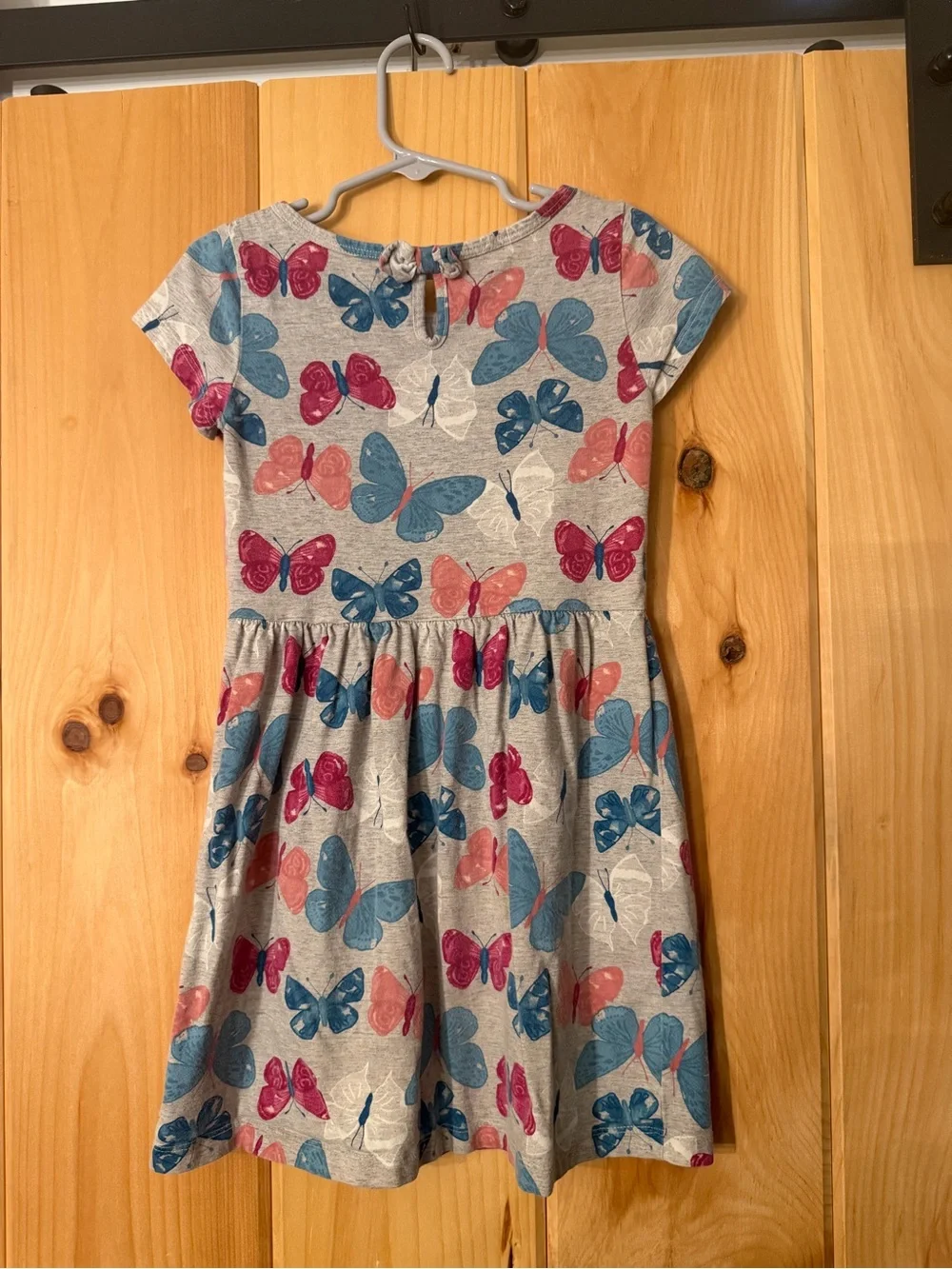 Carter's Grey Knit Dress with Pink & Blue Butterflies
